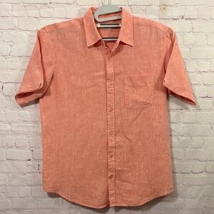 MOJITO Men's Peach Linen Button Down Shirt Sz: L